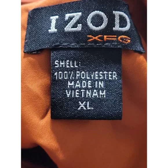 IZOD XFG Men's XL Jacket Hooded Burnt Orange Long Sleeve Full Zip Packable - Picture 12 of 13